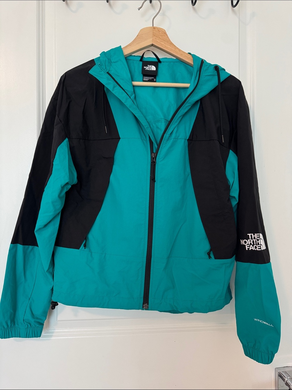 The North Face Teal and Black Hooded Windbreaker Light Jacket XS Women